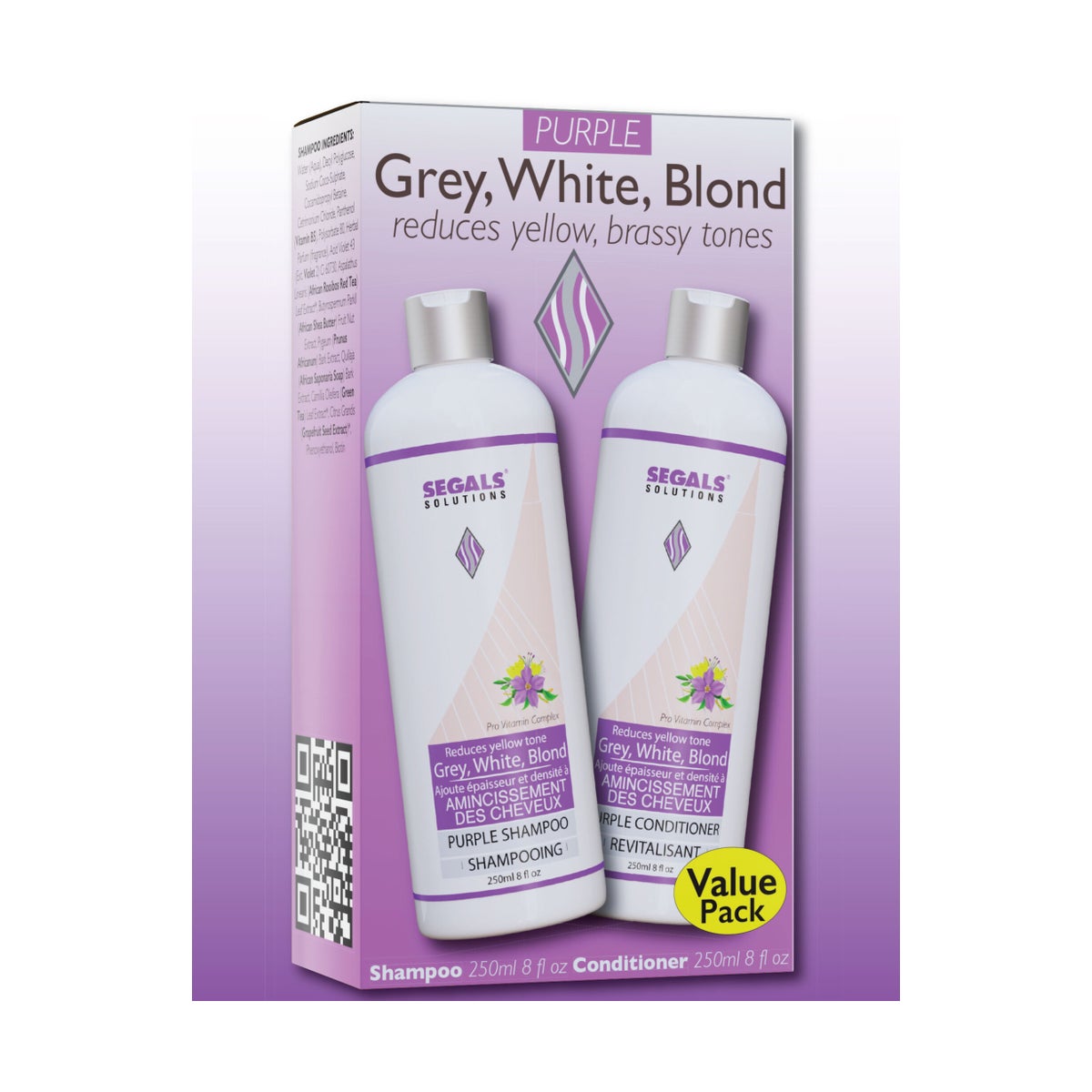 Segals Solutions  Silver Shine Purple Shampoo & Conditioner Duo (250ml)