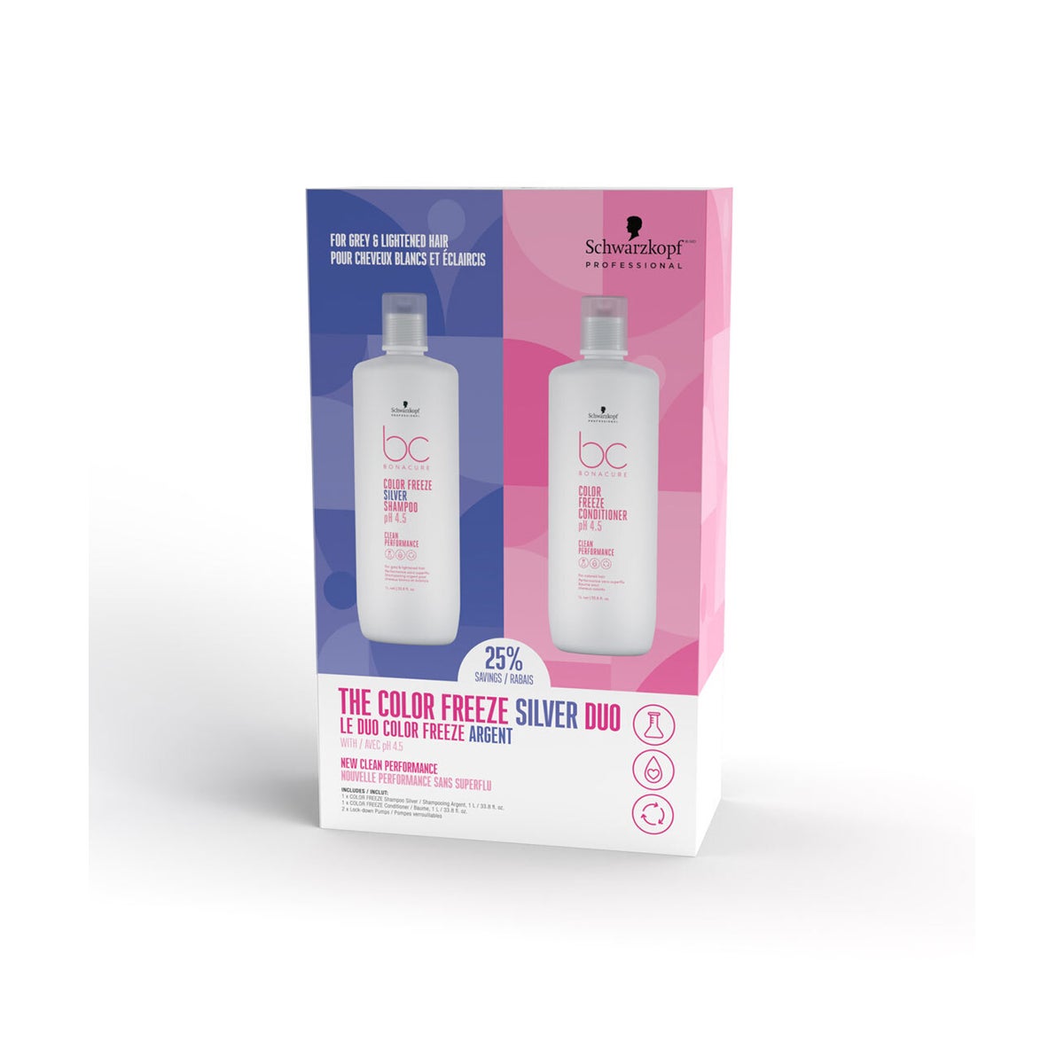 BC Bonacure CLEAN BEAUTY Color Freeze Silver Litre Duo