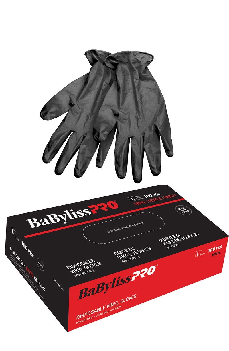 BABYLISS Black Vinyl Gloves LARGE